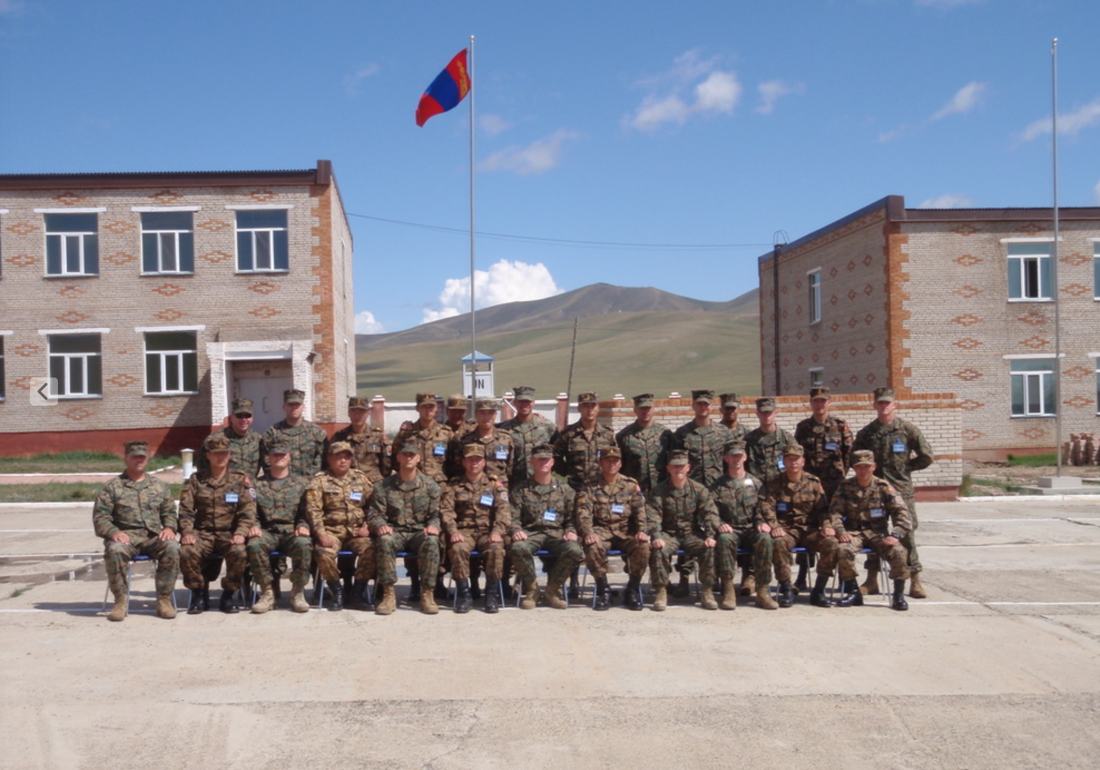 Formation of Mongolian Army and US Marine personnel